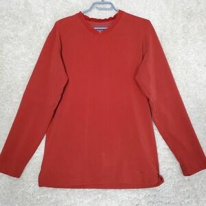 Patagonia Men V Neck Long Sleeve Shirt Size Small Orange Pullover Hiking‎ READ